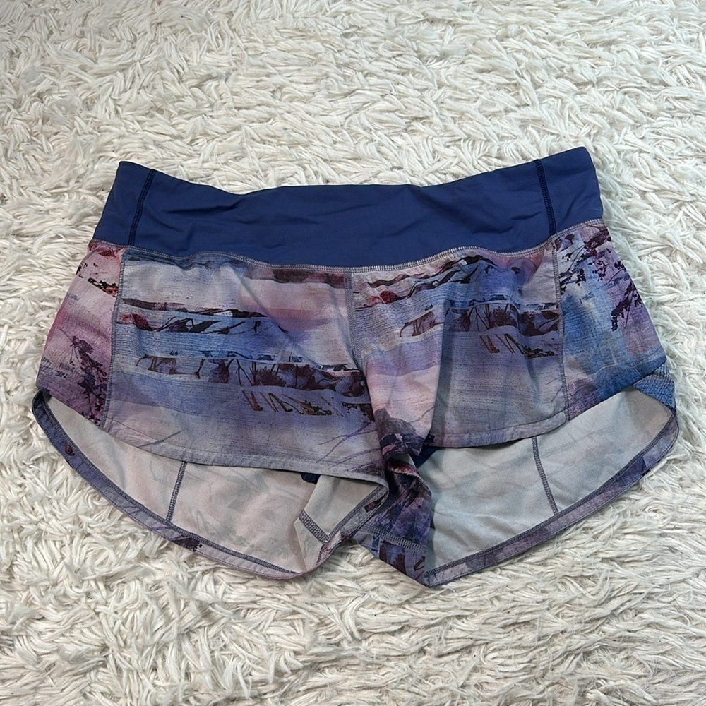 Lululemon Speed Up Short *2.5" Sunrise Silhouette Multi / Gatsby Blue